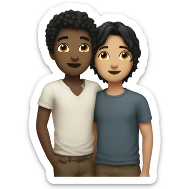 boy with black hair Kissing Brown hair make both of them white  sticker