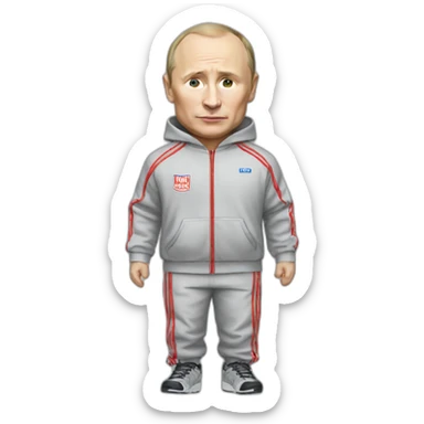 Miniature putin in a tracksuit sticker