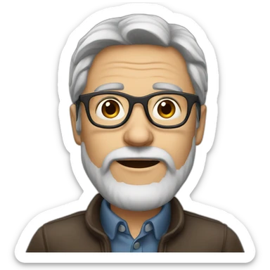 50 year old swedish man, dark hair with grey streaks and brown glasses sticker