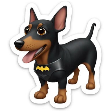 Sausage dog with a batman suit sticker