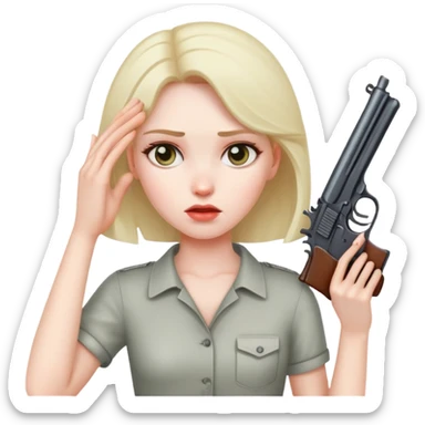 Girl putting gun to head sticker