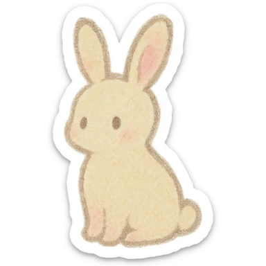 tiny pastel bunny silhouette, Japanese hand-drawn kawaii, full object sticker