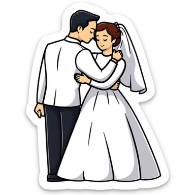 married couple, husband and wife embracing sticker