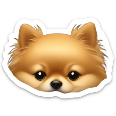 Pomeranian sleeping in dog bed sticker