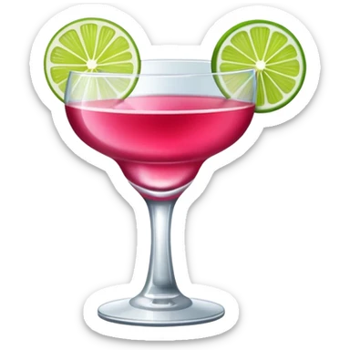 Cosmopolitan drink with a small lime decorating it sticker