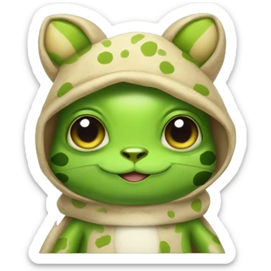 Frog in a cute cat costume sticker