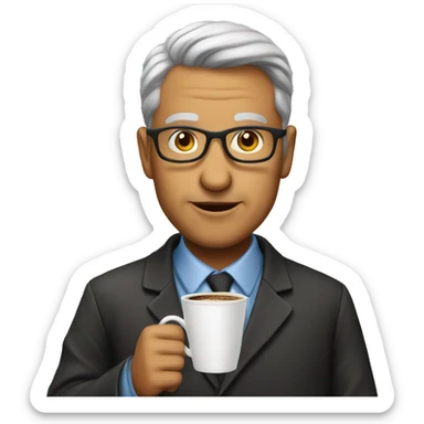 professor with coffee sticker