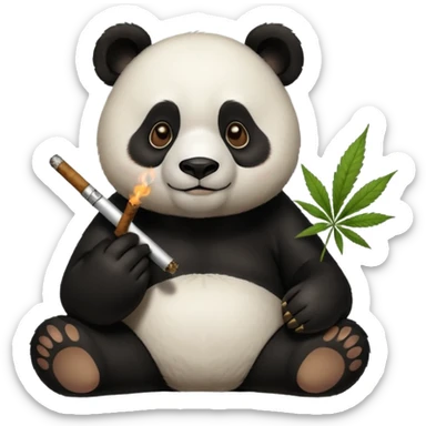 panda smoking weed joint sticker