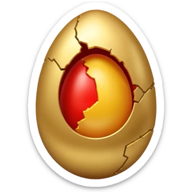 gold and red egg cracked sticker