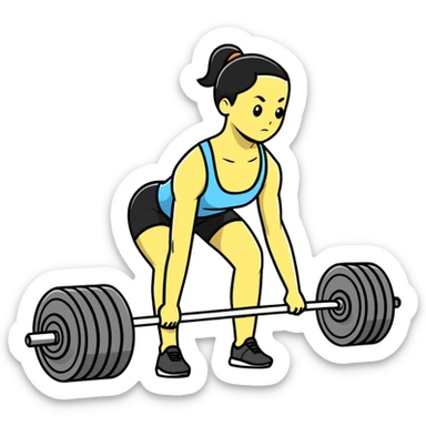 Fitness trainer showing correct posture for deadlift exercise sticker