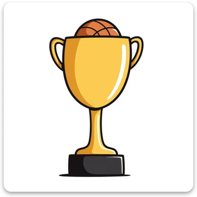 Hand-drawn golden basketball trophy sticker