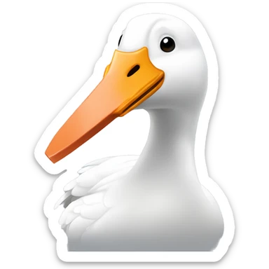 white goose holding a knife in its beak sticker