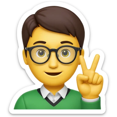 a normal emoji with nerd face and a finger upp with greenscreen emokjin will be a originall yellow type sticker