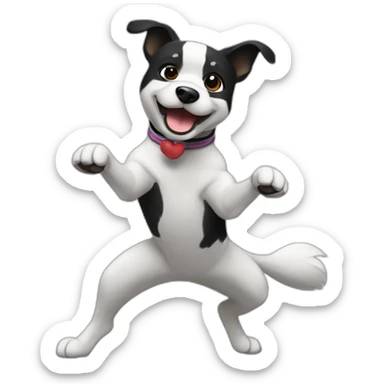 perro bodeguero blanco y negro bailando sticker