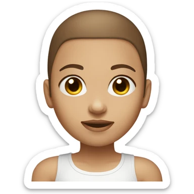 BLUE EYES BROWN BUZZ CUT LIGHT SKIN ROUND FACE GIRL sticker