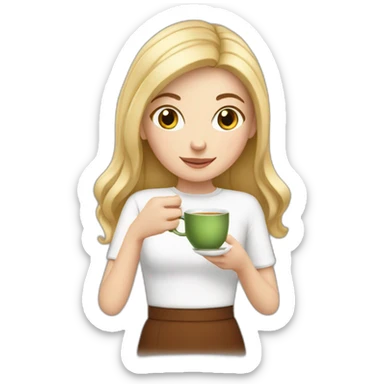 white girl with  drinking tea sticker