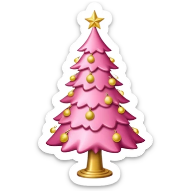 Pink christmas tree with the lights being gold sticker