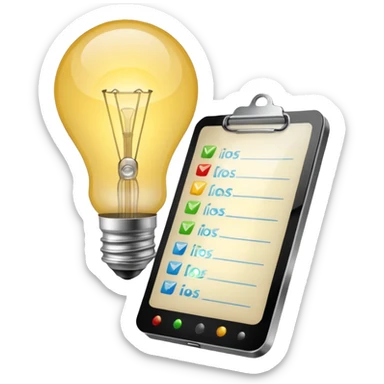 light bulb with a checklist sticker