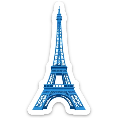 create a blue emoji of tour eiffel. 2D linear style sticker