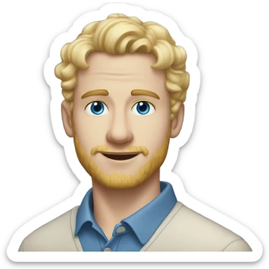 3/4 profile light curl blonde 30yo man blue eyed pale skin sticker