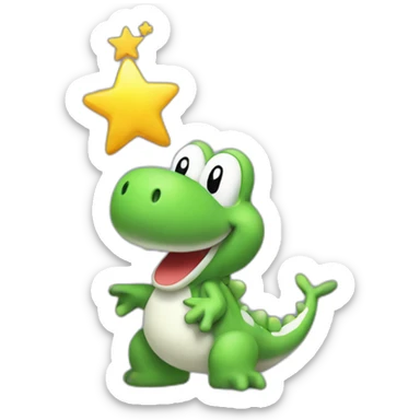 yoshi holding a star sticker