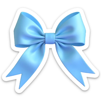 light blue coquette bow, delicate, feminine, soft ribbon, gentle curves, subtle shine sticker
