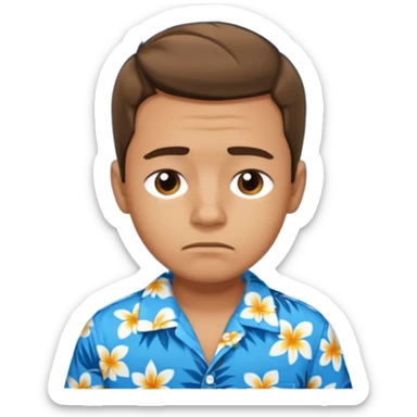 Boy with blue Hawaiian shirt is tired sticker