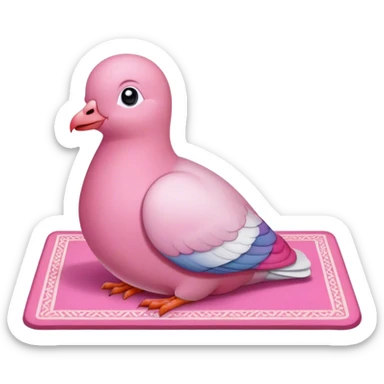 Cute muslim pink pigeon praying on a mat sticker