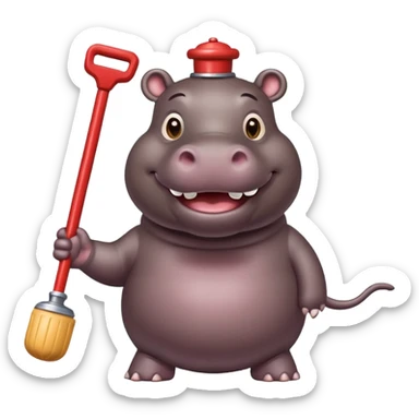 Hippo wearing a plunger sticker