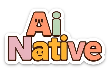 Slack-inspired wordmark: 'AI Native' only, playful yet professional, soft gradients, geometric sans-serif font, no icon, tech branding feel sticker