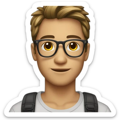 joven con gafas y gato rayado sticker