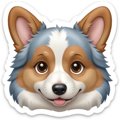 Blue Merle corgi whose face is brown and white sticker