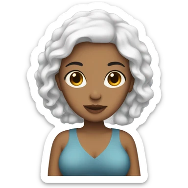 White pregnant dark hair sticker