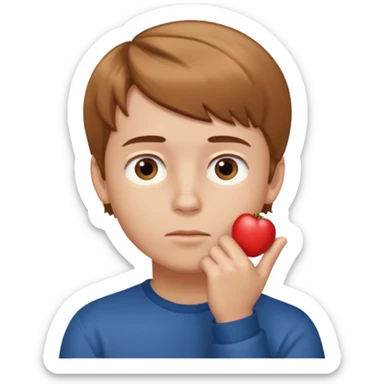 boy thinking with one hand on his chin sticker