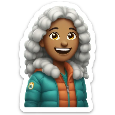 indian girl in puffer laughing sticker