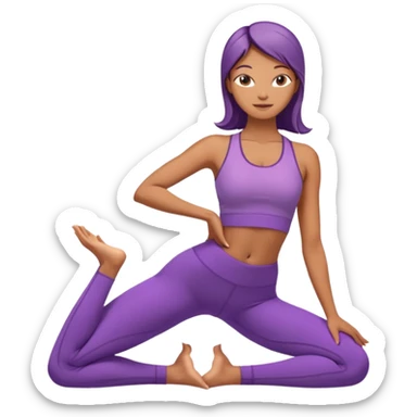 	A woman in purple yoga clothes arching her back in cobra pose, glowing warm light, relaxed energy, soft background. sticker