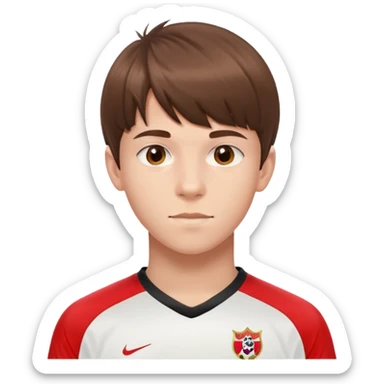 - Nam
- 15 tuổi
- Da trắng
- Tóc nâu , để mái che trán
- Mặt đẹp trai
- Áo bóng đá màu đỏ
 sticker