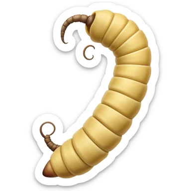 very long twisting long wriggling maggot moving towards camera first person perspective. narrowly segmented sticker