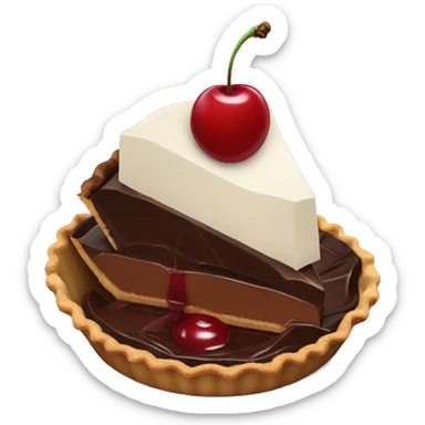 Chocolate pie with cherry on top sticker