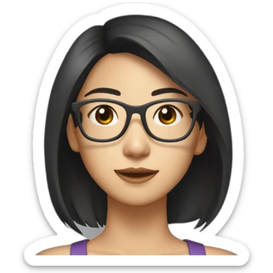 26 year old asian woman short straight dark hair and brown rectangle glasses sticker