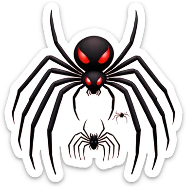 A giant shadow creature with spreading spider legs in a red stormy sky sticker