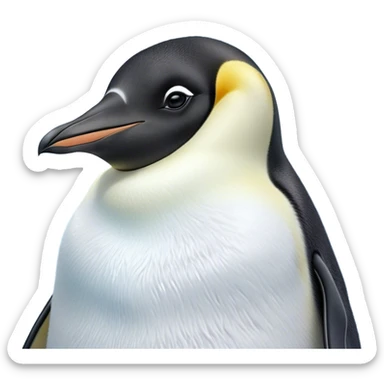 Meme-Worthy cute Sleeping Emperor Penguin Portrait Emoji, Head resting peacefully with a contented smile, showcasing luxuriously soft feathers and a serene, slumbering gaze, Simplified yet hilariously adorable features, highly detailed, glowing with a soft, drowsy polar light, high shine, relaxed and utterly lovable, stylized with an air of playful laziness, bright and heartwarming, soft glowing outline, capturing the essence of a comically sleepy emperor that feels destined to become the next viral sensation of adorable rest! sticker