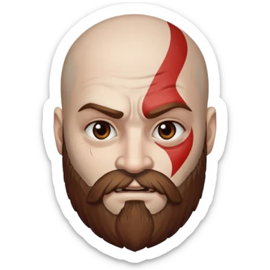 God of War Kratos (white skin, beard and eyebrow color brown) sticker