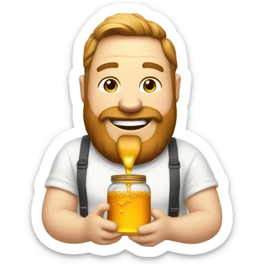 make a man with beard thats fat in a wife beater shirt eating honey from a b sticker