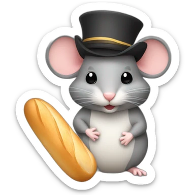 Mouse with a hat and a baguette  sticker
