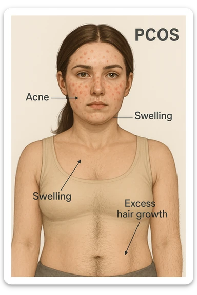 Acne gonfiore e peli per pcos donna sticker