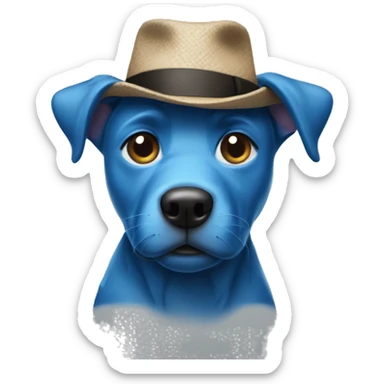 Blue dog wearing a hat  sticker