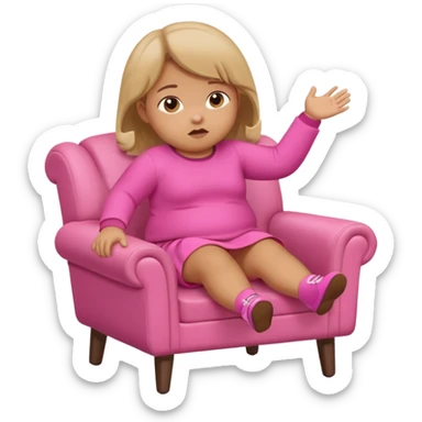 Little Girl fat but not too fat falling off chair with pink clothes on sticker