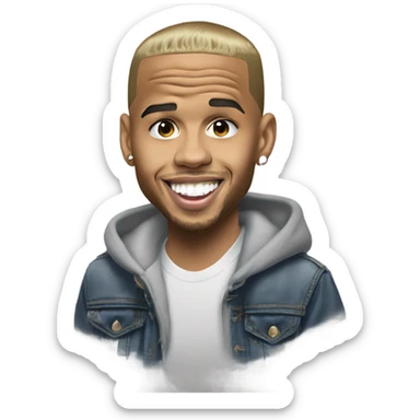 Hyper Realistic Chris Brown smiling at Karruche Tran sticker