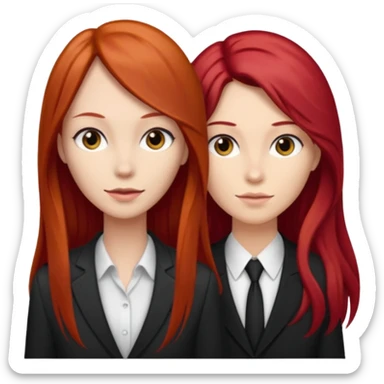 Mujer flaca con cabello largo color rojo color de piel blanca, hombre de color medio moreno con cabello color negro, flaco sticker